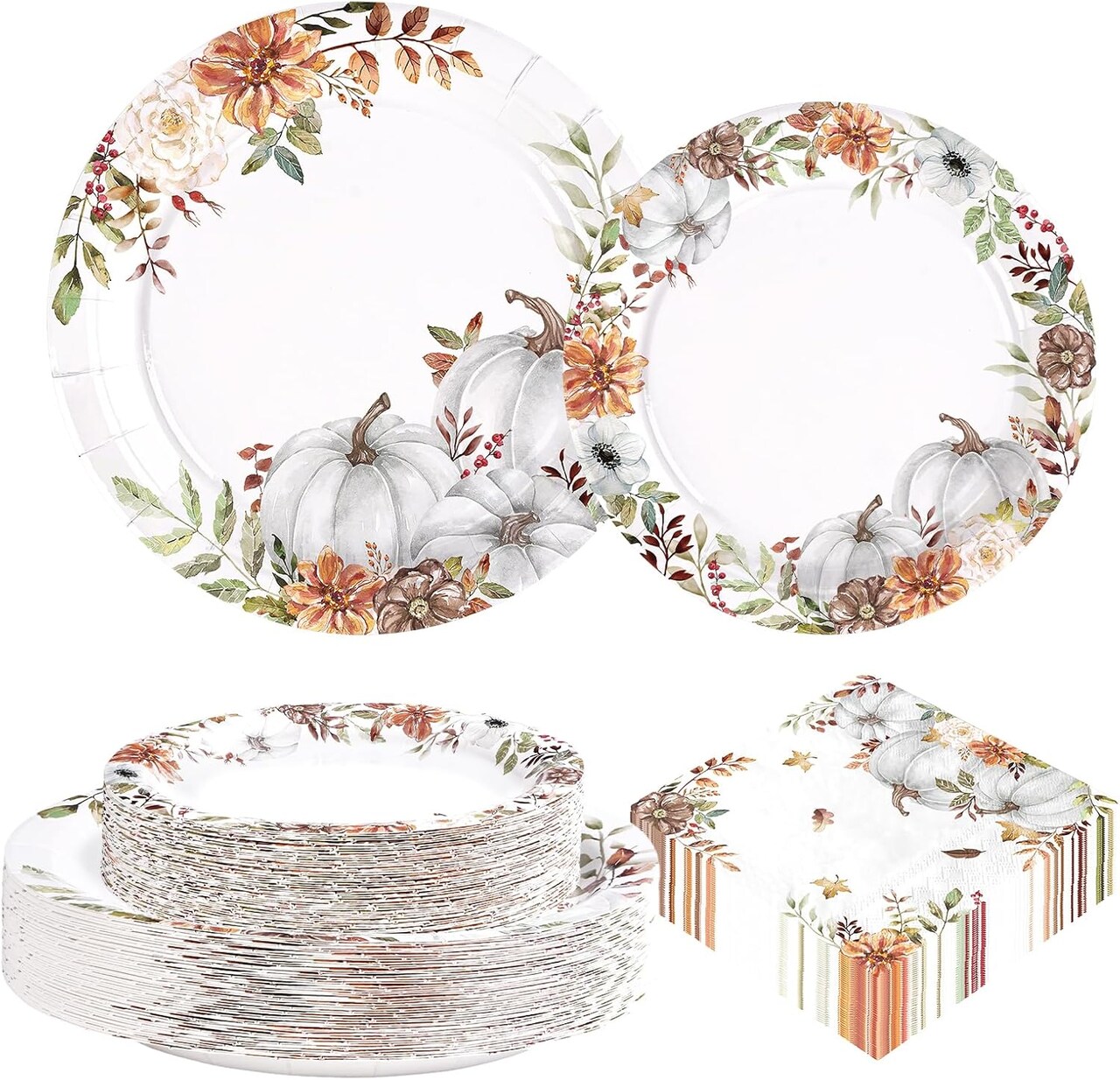 200 Pcs Thanksgiving Pumpkin Paper Plates (10"L x 12"W x 1"Th)